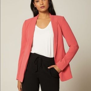 RW&Co Long Loose-Fit Open-Front Crepe Blazer